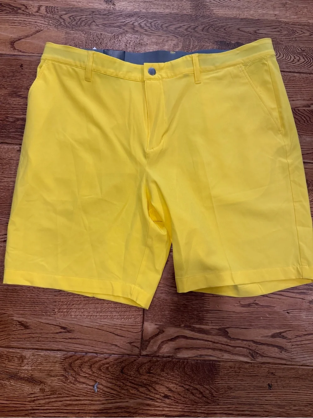 adidas Men's Flat-Front Golf Shorts in Bright Yellow